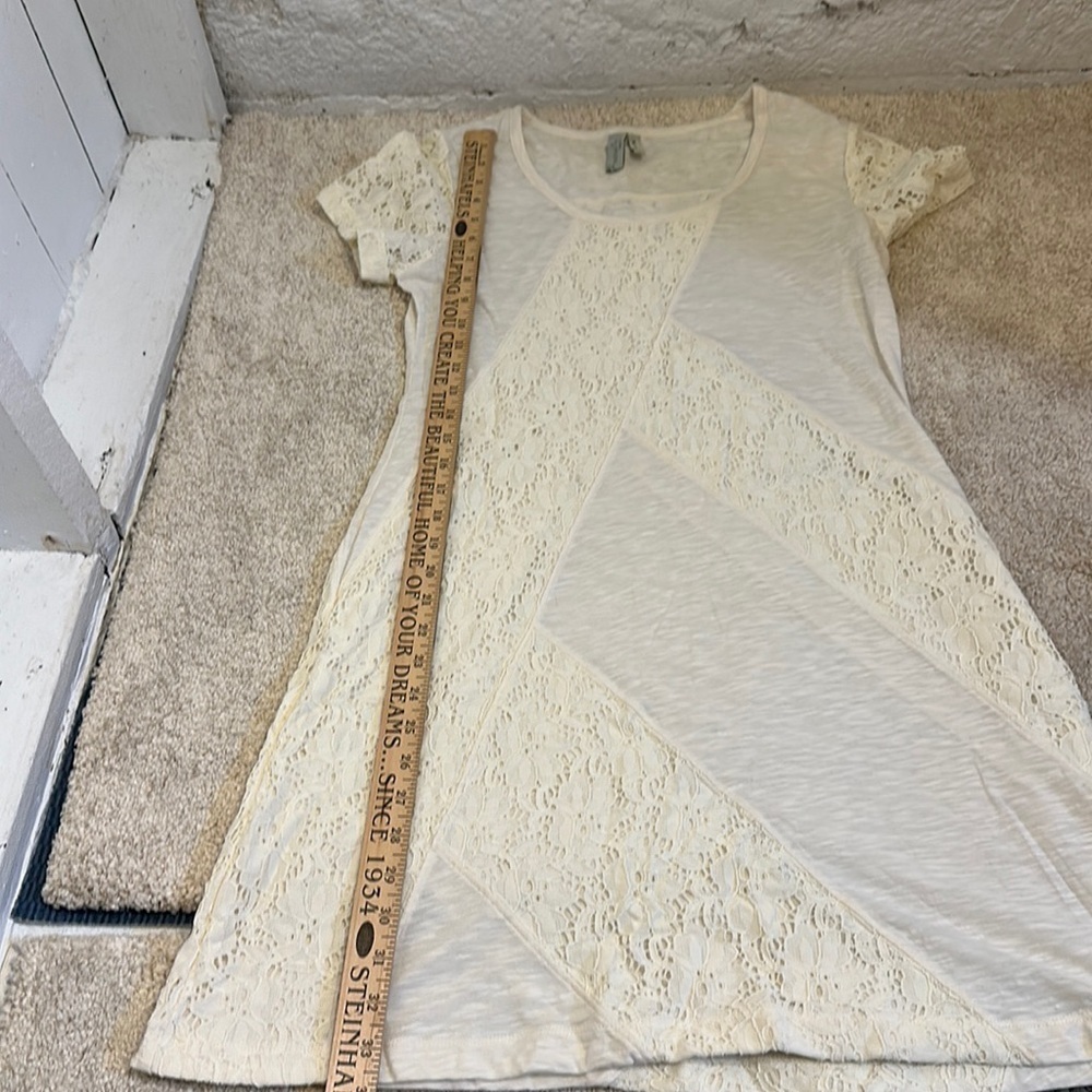 Sahalie Dress White Cotton Lace Women’s Size Petite Medium Shift Dress Casual - Picture 8 of 10
